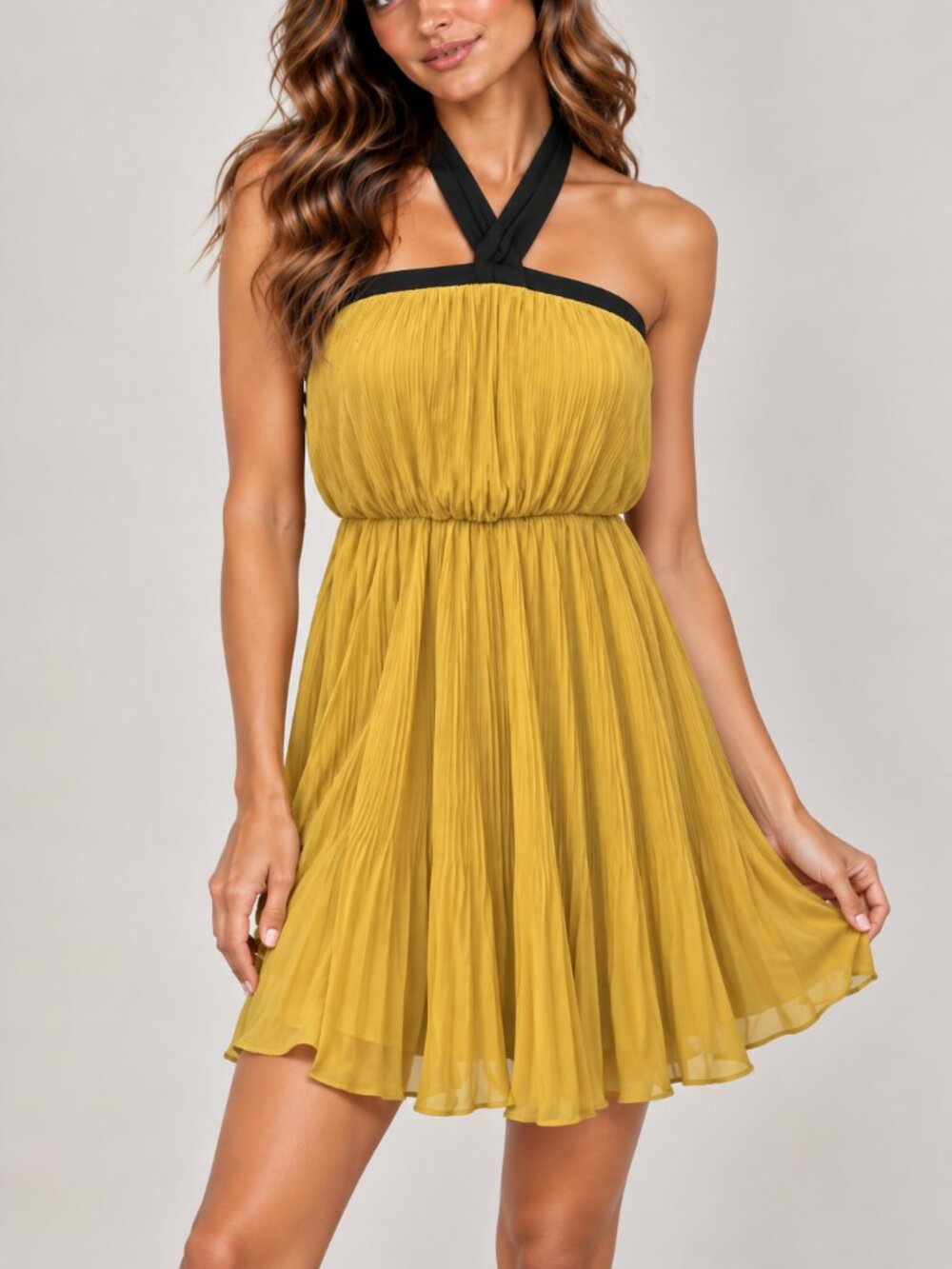 Takara mustard dress Halter or tube top dress women's size Small (265)